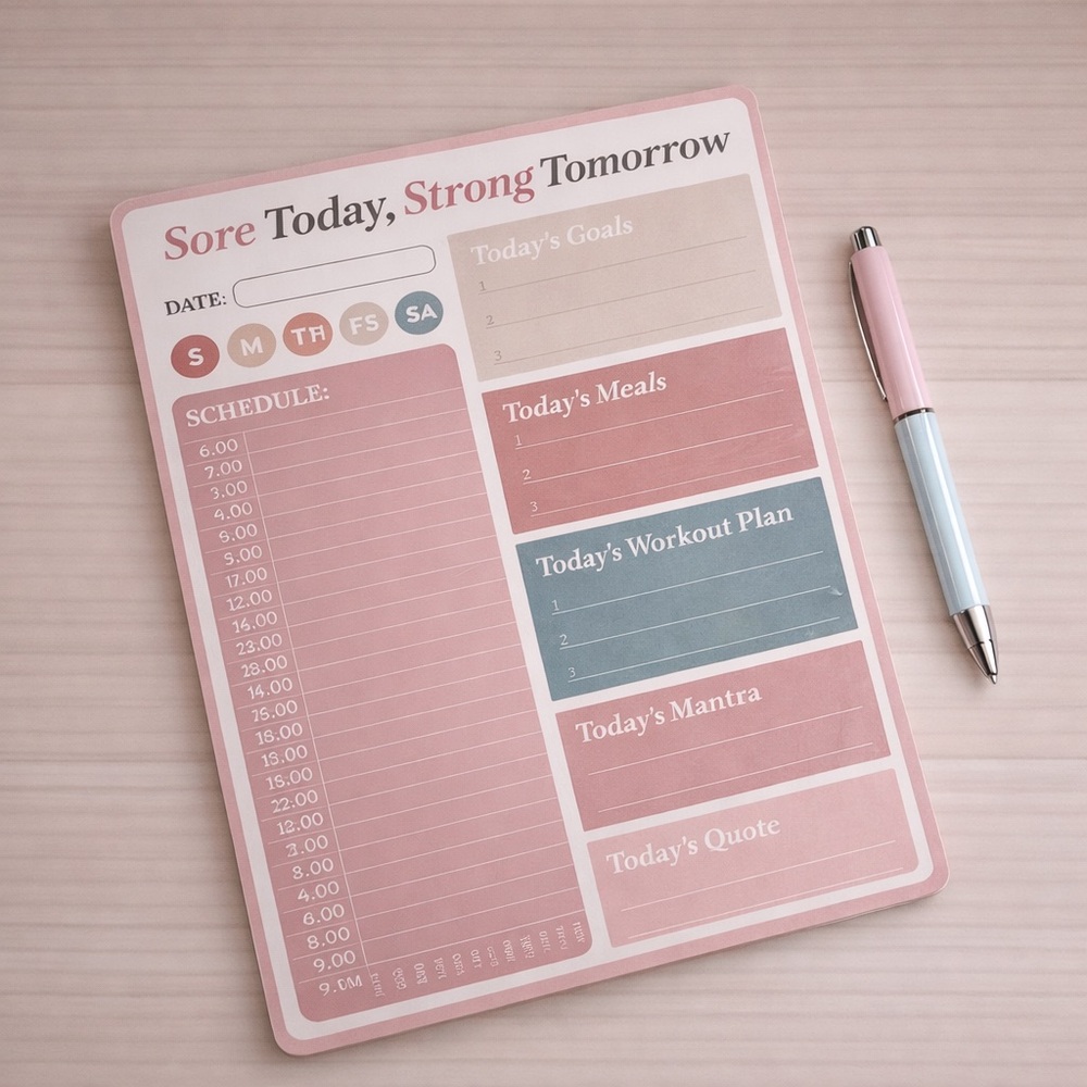 LC Lauren Conrad Pink fitness health goals daily Planner to do list notepad